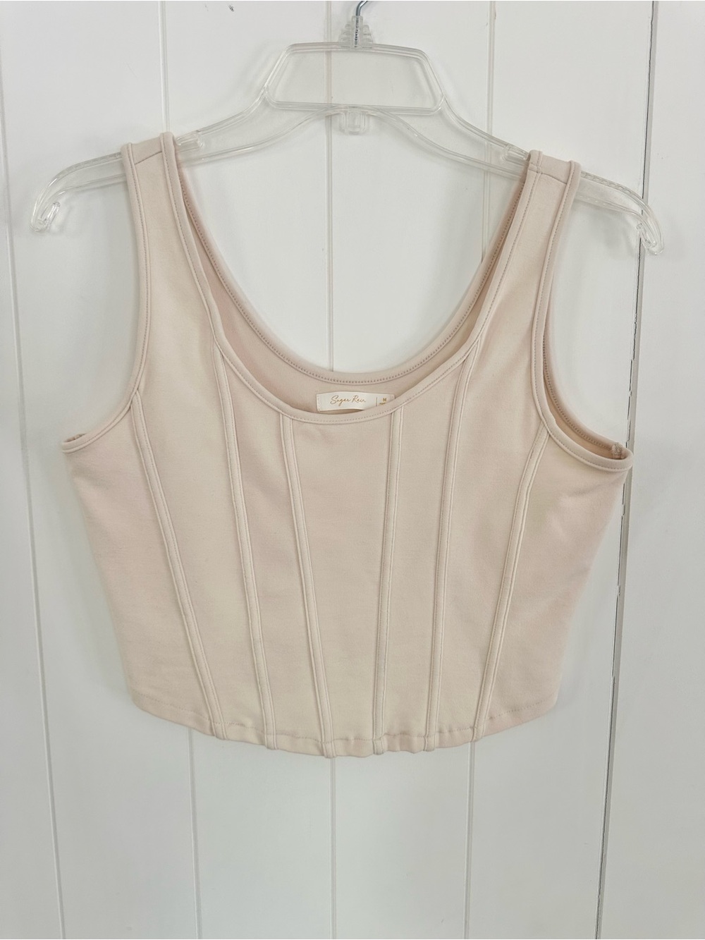 Sugar Rain Corset Style Cropped Tank Top Beige